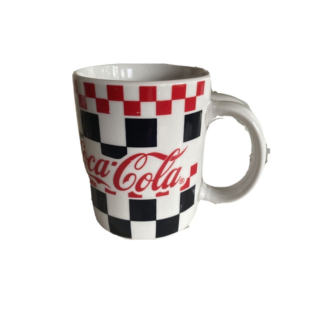 Coca Cola Checkered Coffee Mug Black White & Red‎ Gibson